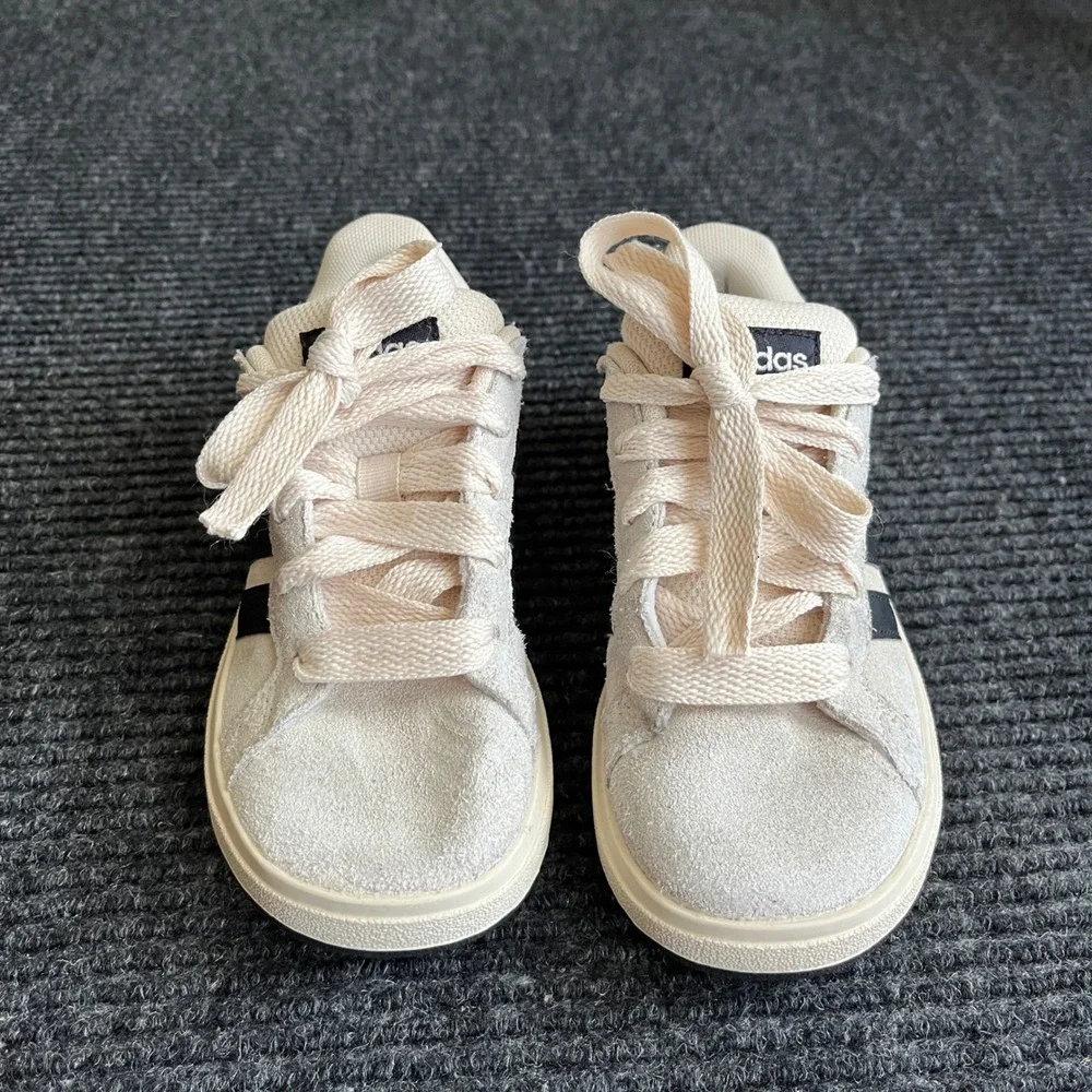 Adidas Grand Court 2.0 Kids Sneakers Cream Black 11K JR5589 Low Top Shoes casual